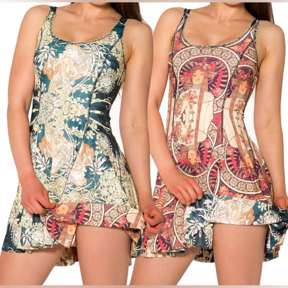 BlackMilk Clothing Mucha inside out dress IOD black vs La Trappistine Small S